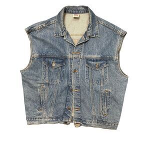 Embossed Motorcycle Eagle Blue Denim Vintage Jean Jacket Tyca USA Union Made L